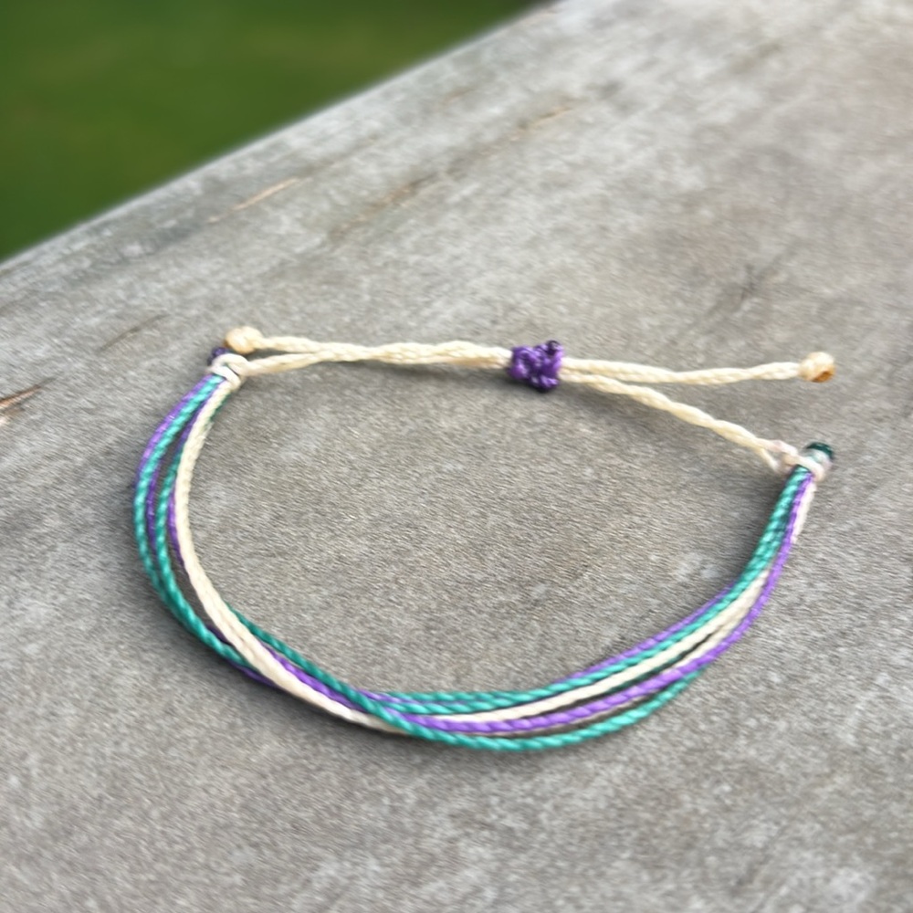 Adjustable Friendship Waxed Cord Waterproof Summer Bracelet in “Mermaid Grotto”